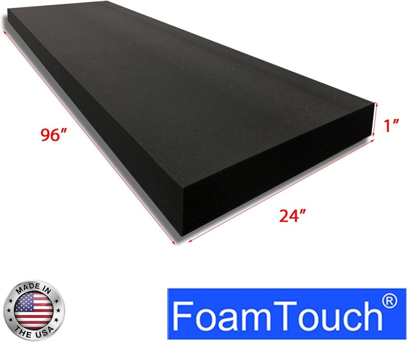 FoamTouch 1" Thick x 24" Wide x 96" Long Charcoal High Density Foam, Ideal for Foam Padding, Seat Replacement, Chair Cushion Replacement, Wheelchair Seat Cushion and More - Image 2